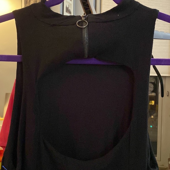 Free People Little Black Dress Cocktail with Open Keyhole Back and Zipper Size L - Picture 4 of 5